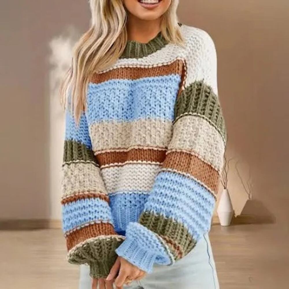 Anniewear Women’s chunky Cropped Oversized Sweater Fall Neutral Coler S Xl